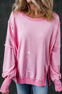 Splash Spots Exposed Seam Baggy Sweatshirt