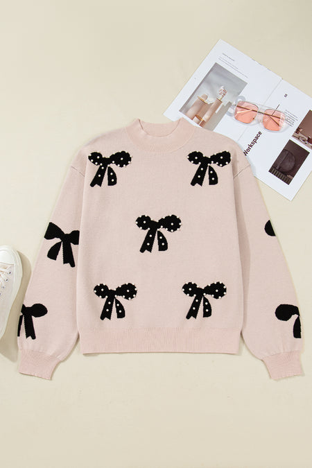 Pearl Bow Pattern Sweater