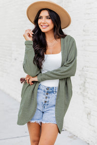 Waffle Knit Open Front Cardigan