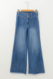 High Waist Raw Hem Flare Jeans