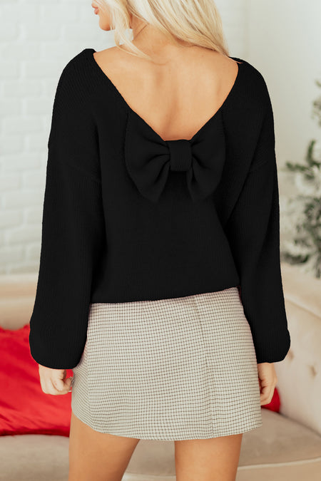 Bow Bubble Sleeve Sweater