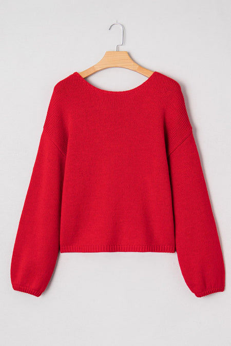 Bow Bubble Sleeve Sweater
