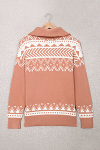 Geometry Knit Quarter Zip Sweater