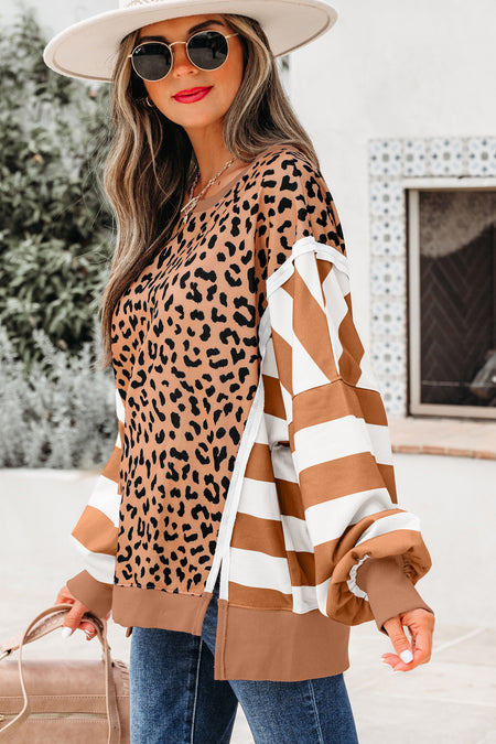 Color Block Leopard Sweatshirt