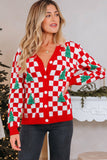 Checkered Christmas Cardigan Sweater
