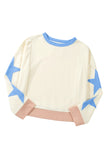 Star Patchwork Exposed Seam Oversized Sweatshirt