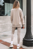 Oversize Slit Sweatshirt Ribbed Leggings Set