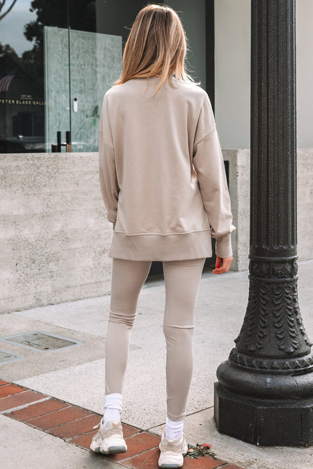Oversize Slit Sweatshirt Ribbed Leggings Set