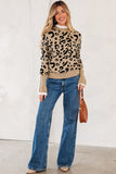 Leopard Ribbed Cuffed Sweater