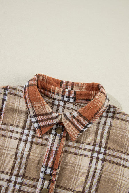 Plaid Colorblock Patchwork High Low Shacket