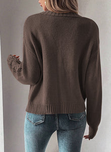 Open Knit Drop Shoulder Sweater Cardigan