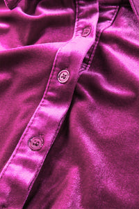 Chestnut 3/4 Sleeve Tunic Babydoll Velvet Shirt
