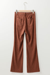 High Waist Square Pockets Corduroy Pants