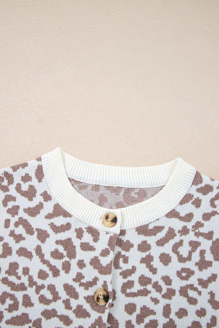 Leopard Chunky Knitted Cardigan Sweater