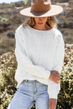 Cable Textured Long Sleeve Round Neck Top