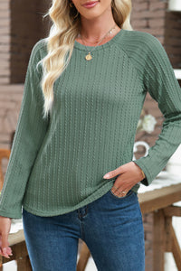 Ribbed Round Neck Knit Long Sleeve Top