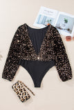Sequin Puff Sleeve Bodysuit