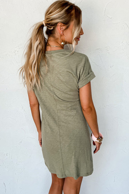 Folded Sleeve Twisted Mini T-Shirt Dress