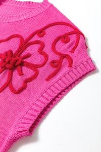 Flower Embroidery Short Sleeve Knitwear Top