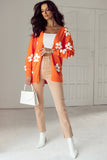 Floral Knitted Open Front Loose Cardigan