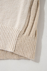 Cable Knit Colorblock Crew Neck Drop Shoulder Sweater