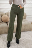 High Waist Square Pockets Corduroy Pants