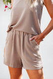 Corded Sleeveless Top and Pocketed Shorts Set