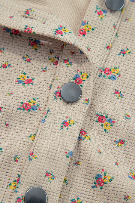 Floral Plaid Patchwork Waffle Knit Shacket