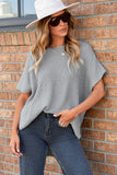 Short Sleeve Side Slit Oversized Sweater