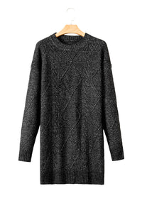 Cable Knit Drop Shoulder Loose Fit Sweater Dress