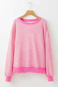 Stripe Loose Drop Shoulder Long Sleeve Top