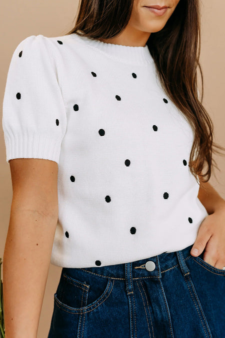 Polka Dot Bubble Sleeve Sweater