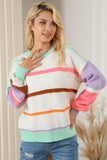 Striped Colorblock Drop Shoulder Sweater