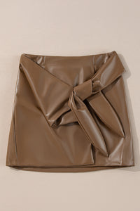 Bowknot Faux Leather Mini Skirt