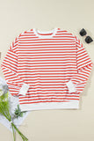 Stripe Drop Shoulder Crew Neck Loose Sweatshirt