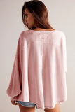 V Neck Long Sleeve Drop Shoulder Loose Blouse