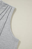 Crew Neck Pleated Tank Top