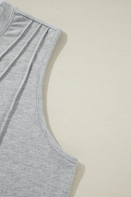 Crew Neck Pleated Tank Top