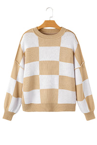 Checkered Bishop Sleeve Sweater