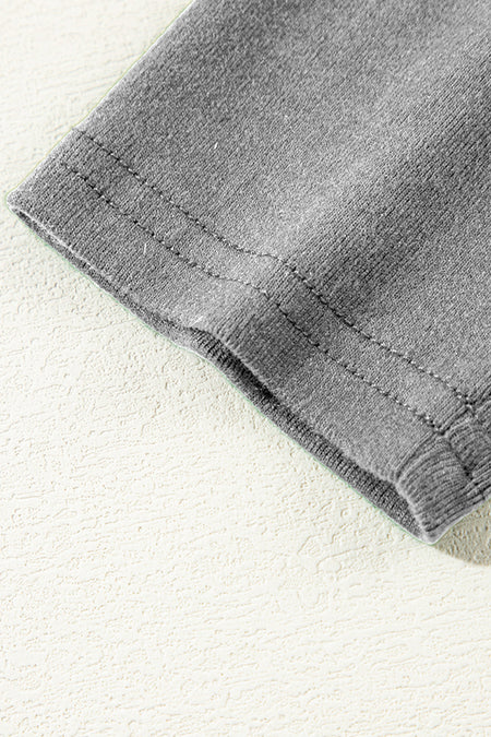 Solid Exposed Seam Crew Neck Long Sleeve Top