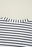 White Stripe Slim Fit Buttoned V Neck Long Sleeve T Shirt