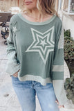 Stars Patchwork Round Neck Plus Size T Shirt