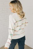 Colorful Crossed Stitch Drop Shoulder Sweater