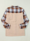 Thermal Knit Plaid Patchwork Shacket