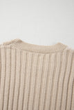 Cable Knit Colorblock Crew Neck Drop Shoulder Sweater