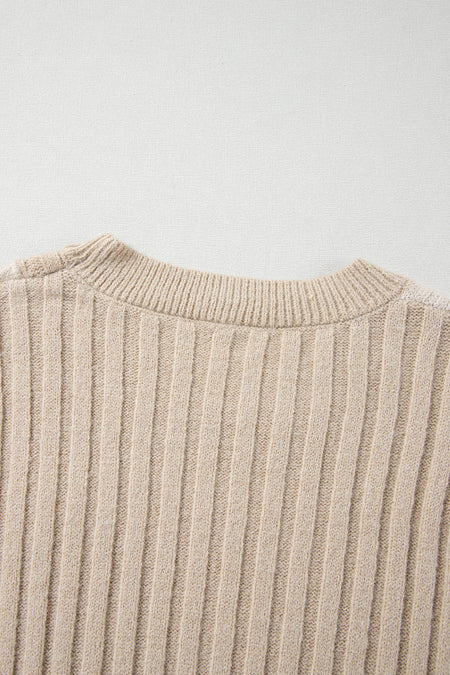 Cable Knit Colorblock Crew Neck Drop Shoulder Sweater