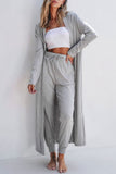 Split Long Cardigan and Skinny Pants Lounge Set