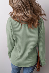 Corded Drop Shoulder Long Sleeve Top