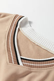 Varsity Striped V Neck Sweatshirt