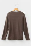 Solid Exposed Seam Crew Neck Long Sleeve Top